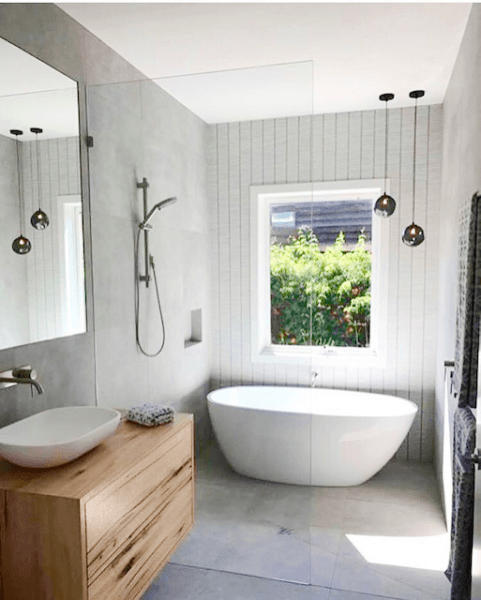 Bathroom Vanities Re Sawn, Bathroom Grey Tiles Timber Vanity